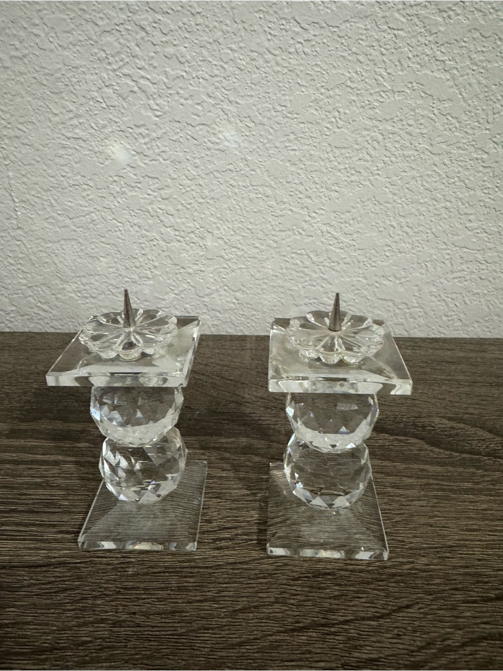 Vintage Swarovski Pillar Candle Holders - Set of 2